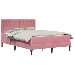 vidaXL Bettgestell mit Matratze Rosa 120 x 200 cm Samt