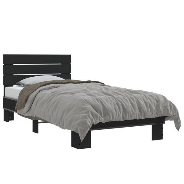vidaXL Bettgestell Schwarz 75x190 cm Holzwerkstoff und Metall