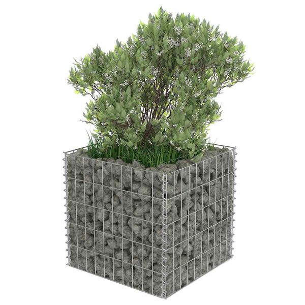 vidaXL Gabionen-Hochbeet Verzinkter Stahl 50&times;50&times;50 cm