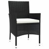 vidaXL 7-tlg. Garten-Essgruppe mit Kissen Schwarz Poly Rattan