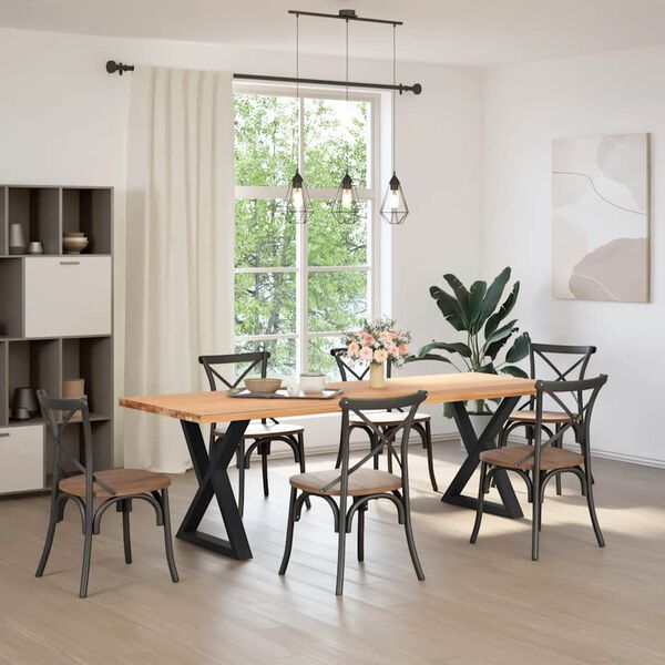 vidaXL Esstisch Beine 2 St&uuml;ck Schwarz 70x(72-73,3) cm Stahl