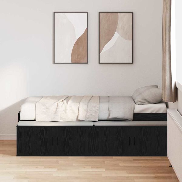 vidaXL Bettrahmen Schwarz Eichen-Optik 90 x 200 cm Holzwerkstoff