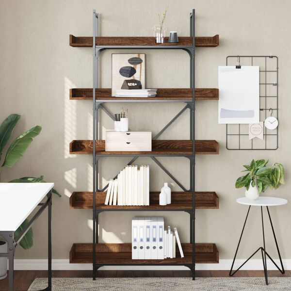 vidaXL B&uuml;cherregal 5 B&ouml;den Braun Eiche-Optik 100x33x180,5 cm