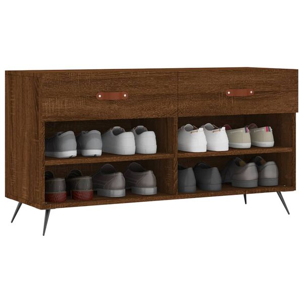 vidaXL Schuhbank Braun Eichen-Optik 102x35x55 cm Holzwerkstoff