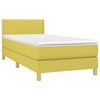 vidaXL Boxspringbett mit Matratze & LED Gr&uuml;n 100x200 cm Stoff