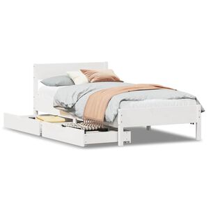 vidaXL Massivholzbett ohne Matratze Wei&szlig; 100x200 cm Kiefernholz
