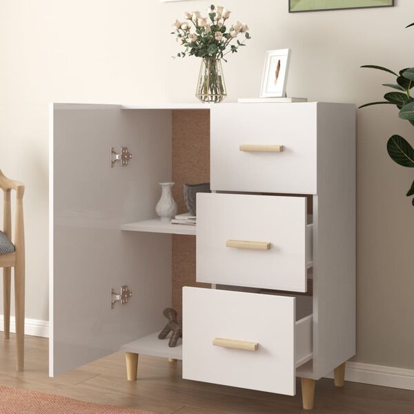 vidaXL Sideboard Hochglanz-Wei&szlig; 69,5x34x90 cm Holzwerkstoff