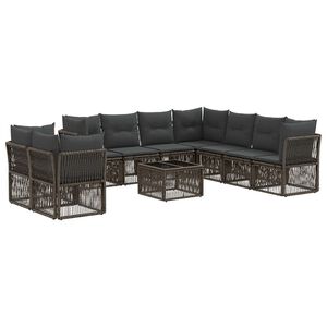 vidaXL Gartensofa-set 10 Stk. Grau Poly-Rattan