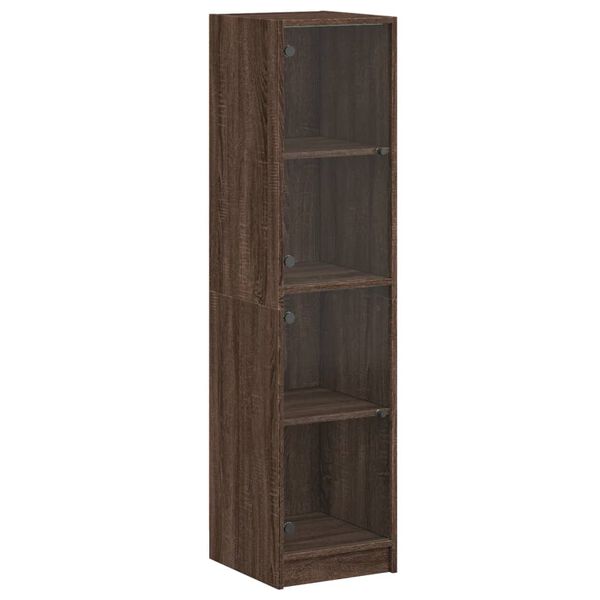 vidaXL Highboard mit Glast&uuml;ren Braun Eichen-Optik 35x37x142 cm