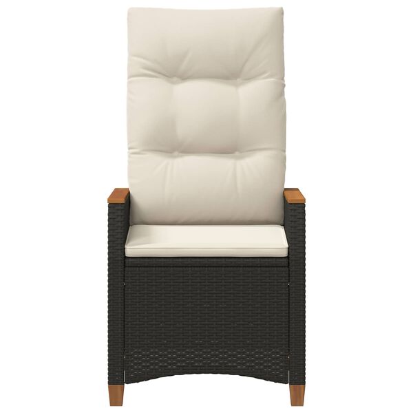 vidaXL Verstellbarer Gartenstuhl Schwarz und Creme 64 x 57,5 x 112 cm