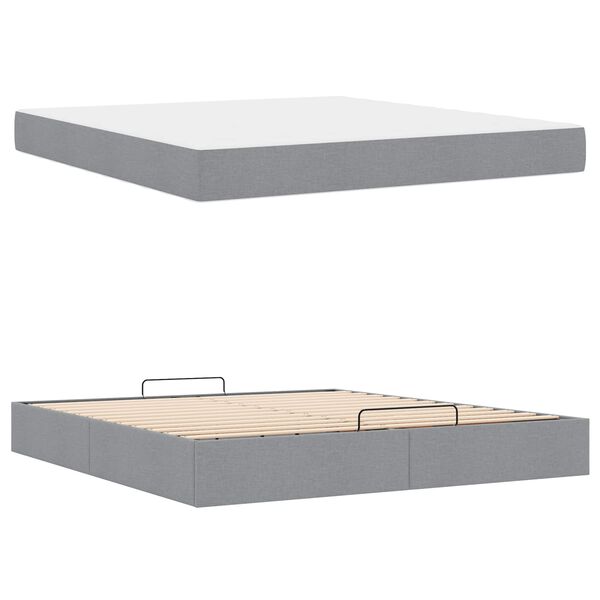 vidaXL Bettgestell mit Matratze mit Matratze 2 pcs Hellgrau Stoff