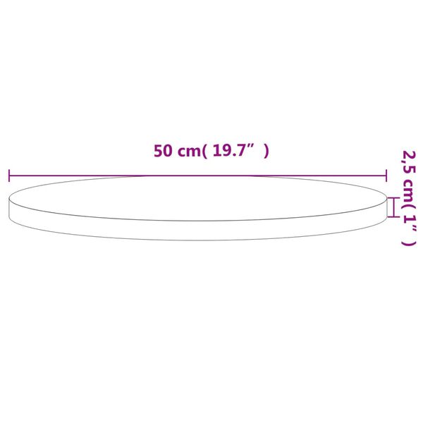 vidaXL Tischplatte &Oslash;50x2,5 cm Rund Massivholz Buche