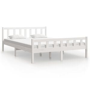 vidaXL Massivholzbett Wei&szlig; 150x200 cm