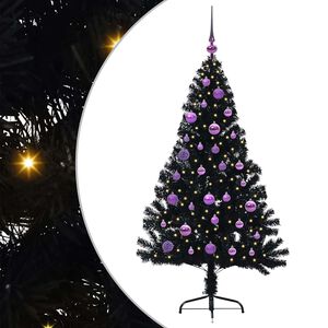 vidaXL K&uuml;nstlicher vorbeleuchteter Weihnachtsbaum Schwarz 150 cm PVC