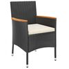 vidaXL 7-tlg. Garten-Essgruppe mit Kissen Schwarz Poly Rattan