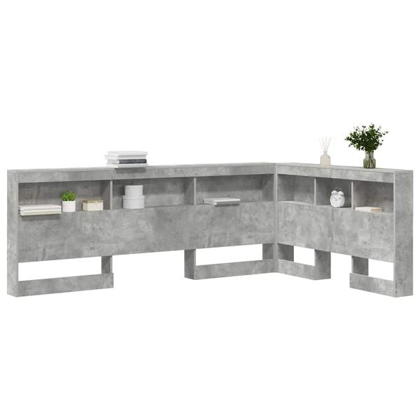 vidaXL Aufbewahrungskopfteil Beton Grau 207,5 x 137,5 x 76,5 cm