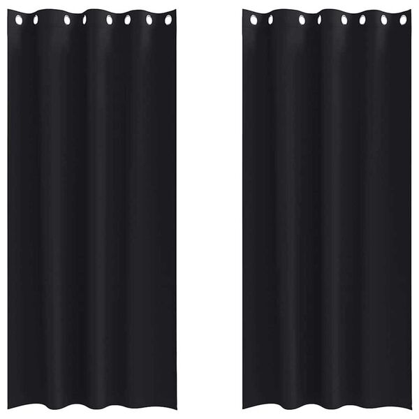 vidaXL Verdunkelungs-Vorh&auml;nge mit Ringen 2 pcs Schwarz 225 x 140 cm