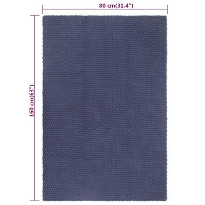 vidaXL Teppich Rechteckig Marineblau 80x160 cm Baumwolle