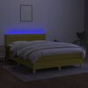vidaXL Boxspringbett mit Matratze & LED Gr&uuml;n 140x190 cm Stoff