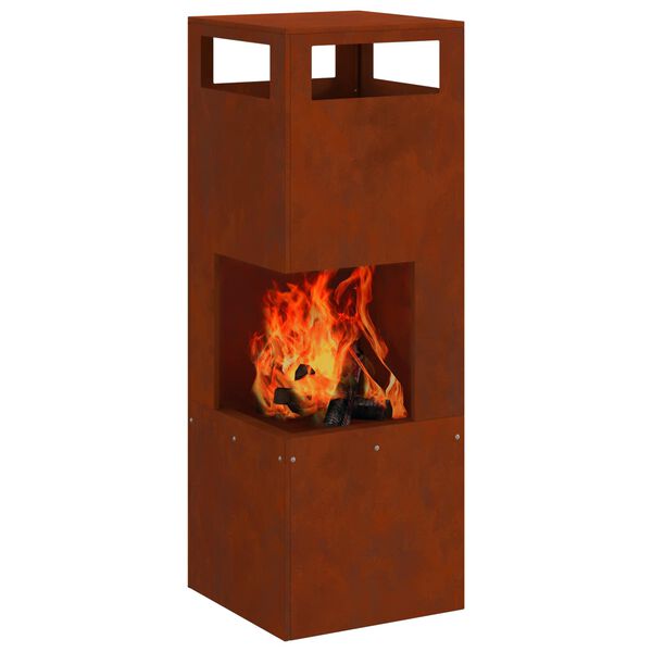 vidaXL Feuerstelle Braun 35 x 35 x 100 cm Stahl