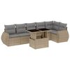 vidaXL 7-tlg. Garten-Sofagarnitur mit Kissen Beige Poly Rattan