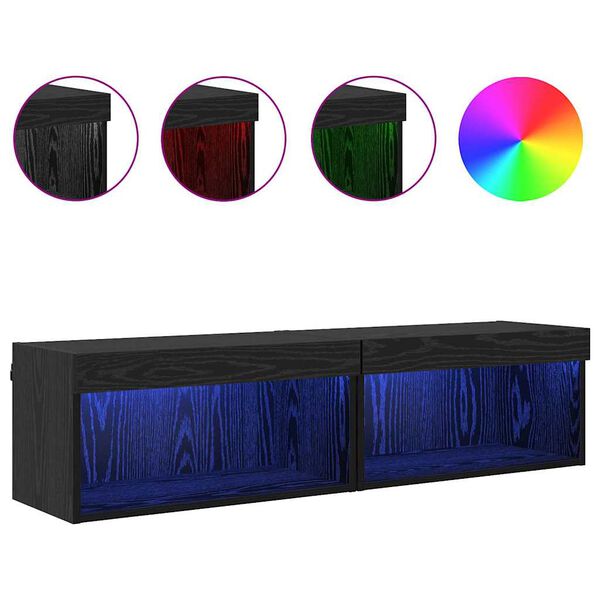 vidaXL Fernsehtische 2 pcs Schwarz Eichen-Optik 60 x 30 x 30 cm