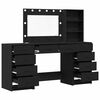 vidaXL Schminktisch mit Regal 3 pcs Schwarz Eichen-Optik Holzwerkstoff