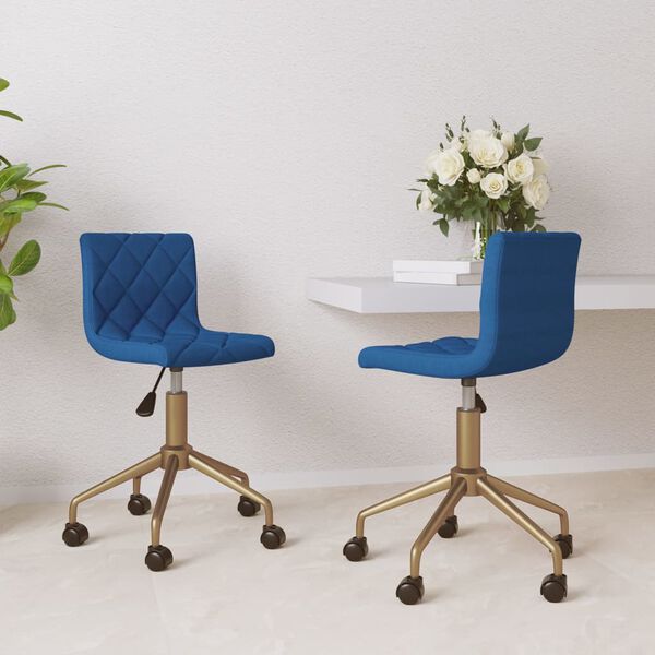 vidaXL Esszimmerst&uuml;hle 2 Stk. Drehbar Blau Samt