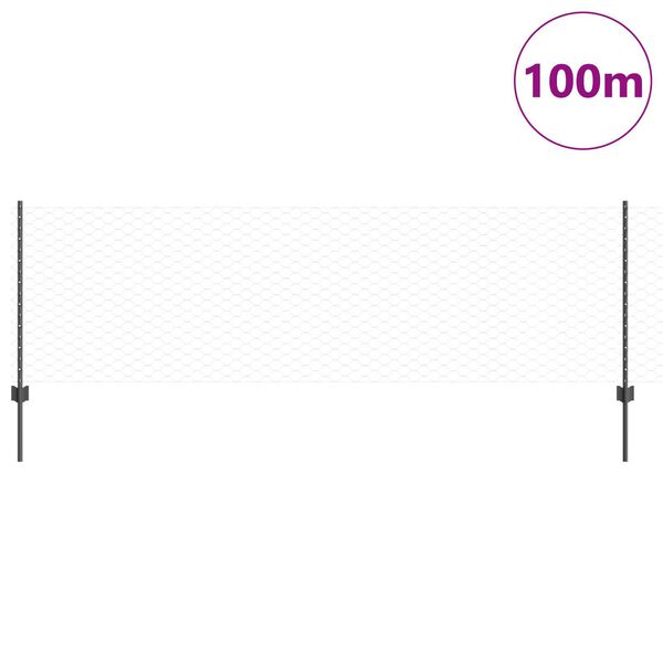 vidaXL Zaun mit Pfosten Grau 0,8 x 100 m Stahl und PVC