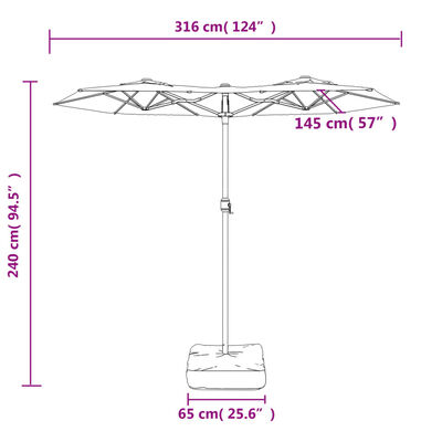 vidaXL Doppel-Sonnenschirm mit LED-Leuchten Terrakottarot 316x240 cm