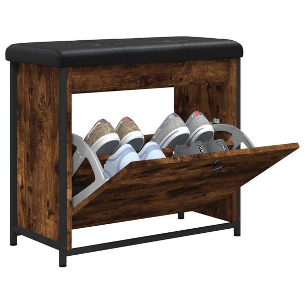 vidaXL Schuhbank mit Klappe R&auml;uchereiche 62x32x56 cm