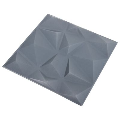 vidaXL 3D-Wandpaneele 12 Stk. 50x50 cm Diamant Grau 3 m²
