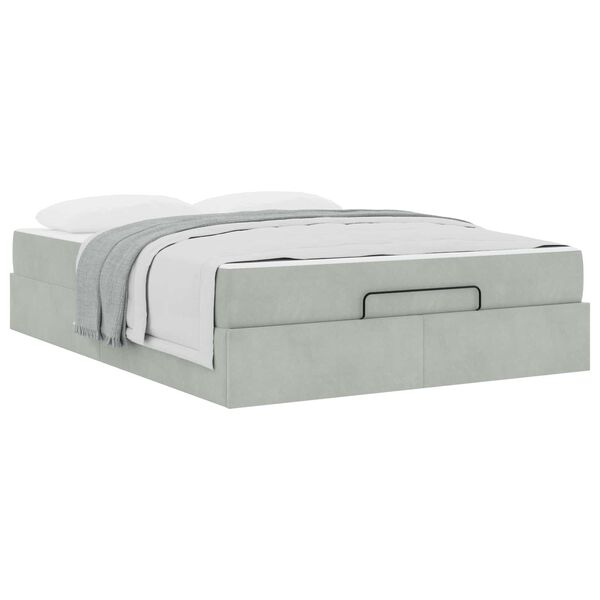 vidaXL Bettgestell mit Matratze mit Matratze 2 pcs Hellgrau Samt