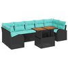 vidaXL Garten-Sofa-Set mit Speicher 8 pcs Schwarz Poly Rattan
