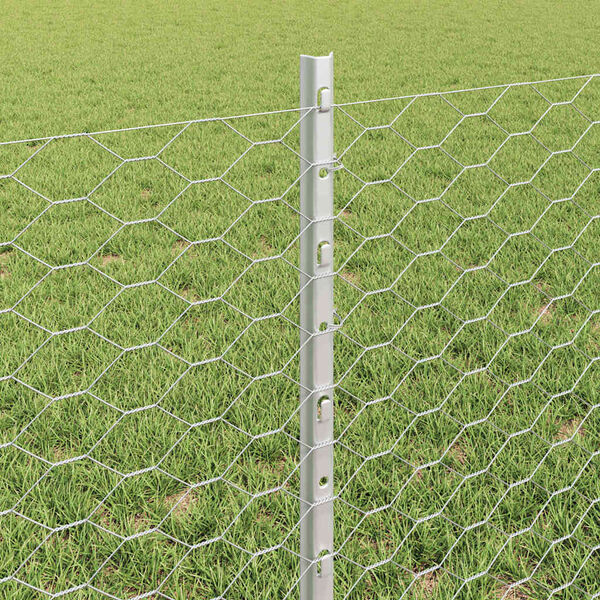 vidaXL Zaun mit Pfosten Silber 0,6 x 100 m Stahl
