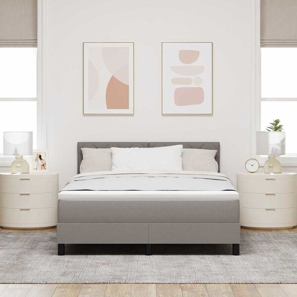vidaXL Boxspringbett mit Matratze Taupe 160 x 200 cm Stoff