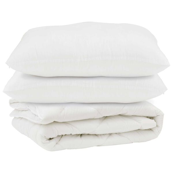 vidaXL Bettdecke mit Kissen 3 pcs Wei&szlig; Mikrofaser