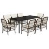 vidaXL 9-tlg. Garten-Essgruppe mit Kissen Braun Poly Rattan