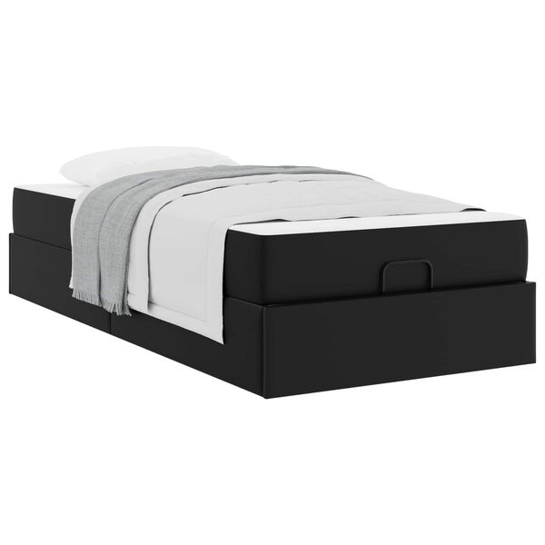 vidaXL Bettgestell mit Matratze mit Matratze 2 pcs Schwarz PVC