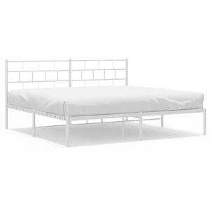 vidaXL Bettgestell mit Kopfteil Metall Wei&szlig; 183x213 cm