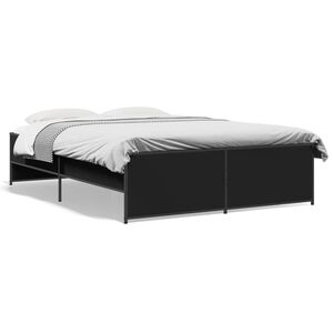 vidaXL Bettgestell Schwarz 135x190 cm Holzwerkstoff und Metall