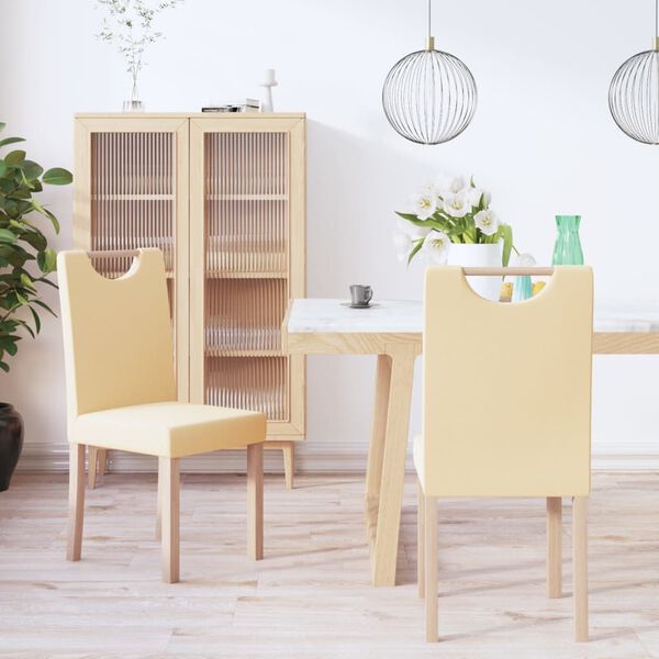 vidaXL Esszimmerst&uuml;hle 2 Stk. Creme Stoff