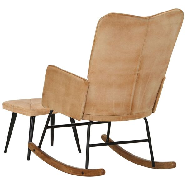 vidaXL Schaukelstuhl mit Fu&szlig;hocker Creme Vintage Canvas