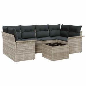 vidaXL Gartensofa-set 7 stk. Hellgrau Poly-Rattan