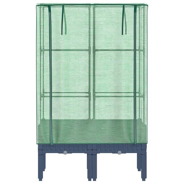 vidaXL Hochbeet mit Gewächshaus-Aufsatz Rattan-Optik 80x40x140 cm
