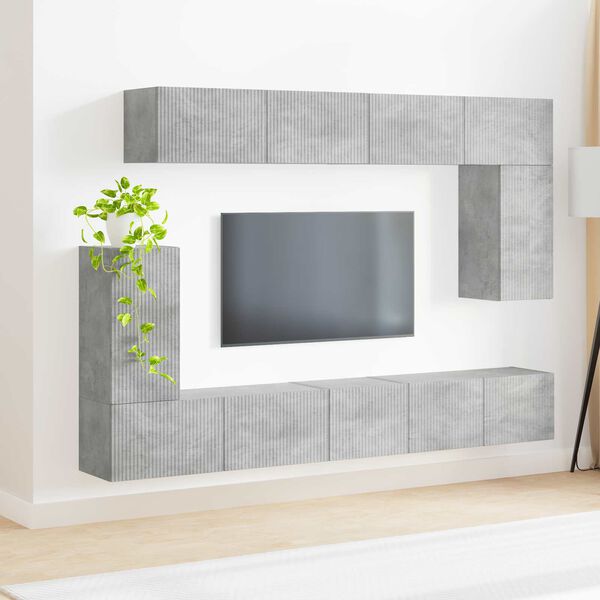 vidaXL TV-Schrankset Wandmontiert 5 pcs Beton Grau Holzwerkstoff