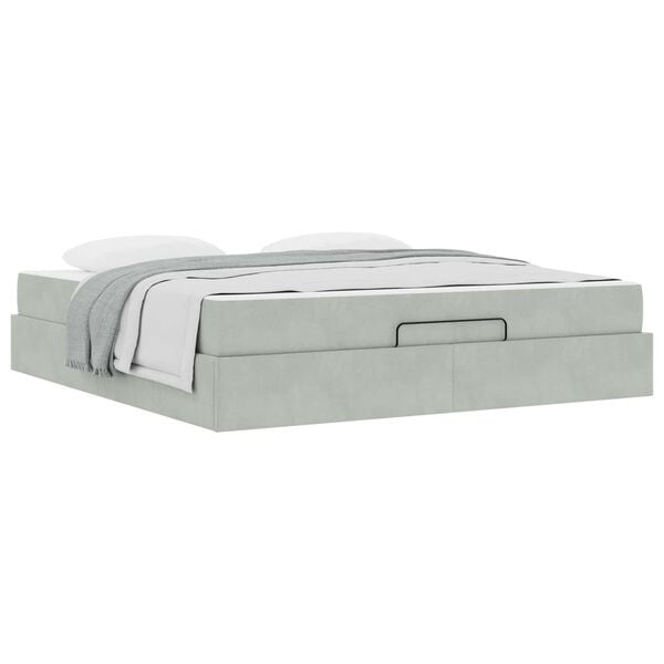 vidaXL Bettgestell mit Matratze mit Matratze 2 pcs Hellgrau Samt