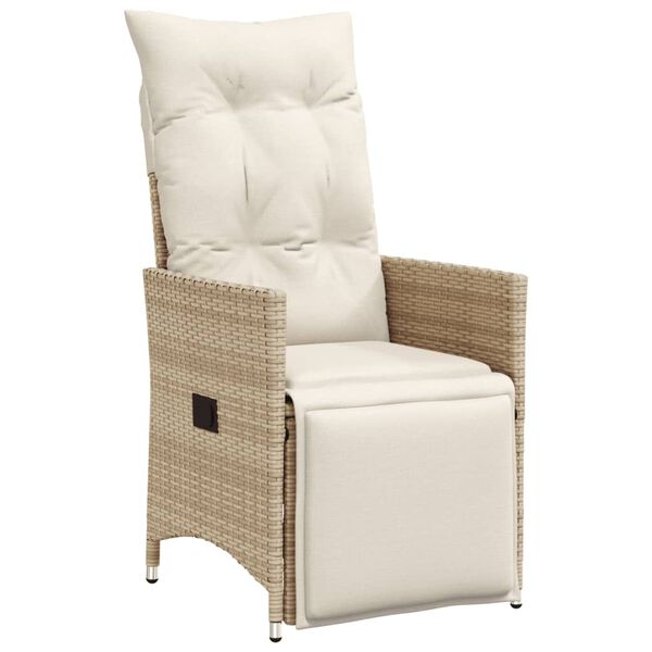 vidaXL 9-tlg. Garten-Bistro-Set mit Kissen Beige Poly Rattan
