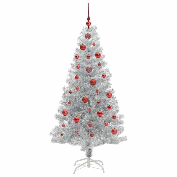 vidaXL Weihnachtsbaum mit 150 LEDs mit St&auml;nder Silber 150 cm PET