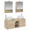 vidaXL Badezimmerm&ouml;bel-Set 5 pcs Sonoma-Eiche Ingenieurholz und Glas